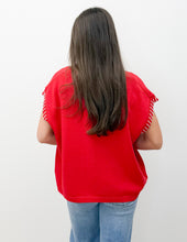 Load image into Gallery viewer, Hear The Crowd Stitch Detail Sweater Vest in Ruby