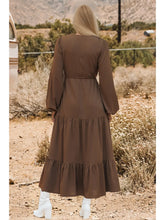 Load image into Gallery viewer, Picture Perfect LS Button V-Neck Tiered Maxi Dress