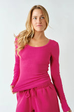 Load image into Gallery viewer, CoreClassic Micro-Ribbed Built-In Bra LS Top in Plum Pink