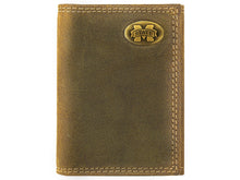 Load image into Gallery viewer, Mississippi State Bulldogs Vintage Tan Leather Trifold Wallet