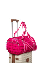 Load image into Gallery viewer, Hot Pink Striped Quilted Duffle Bag