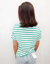 Load image into Gallery viewer, Only One Striped V-Neck Top in K Green