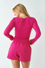 Load image into Gallery viewer, CoreClassic Micro-Ribbed Built-In Bra LS Top in Plum Pink