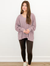 Load image into Gallery viewer, Don't Really Care Waffle Knit Oversized LS Top in Rose Taupe