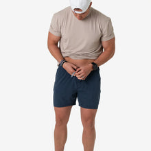 Load image into Gallery viewer, Burlebo 7" Athletic Shorts in Heather Navy with American Flag Liner