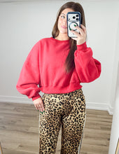 Load image into Gallery viewer, Moving Around Cozy Fleece Oversized Sweatshirt in Cherry