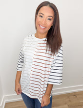 Load image into Gallery viewer, Out Of Control Stripe Colorblock 3/4 Sleeve Top