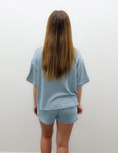 Load image into Gallery viewer, Keep You Thinking SS Top &amp; Shorts Set in Blue Grey