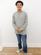 Load image into Gallery viewer, Coastal Cotton Garment Dye Henley LS in Monument Grey