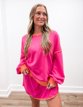 Load image into Gallery viewer, Time After Time Colorblock Pullover And Skort Set in Rose Red