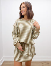 Load image into Gallery viewer, Missy Stripe Textured Pullover Top/Skirt Set in Brown