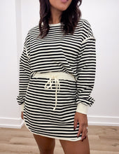 Load image into Gallery viewer, Missy Stripe Textured Pullover Top/Skirt Set in Black