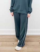 Load image into Gallery viewer, It's Love Modal Scuba Stripe Piping Pants in Midnight Green