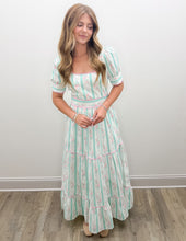 Load image into Gallery viewer, Oh Well Striped Floral Cinched Midi Dress