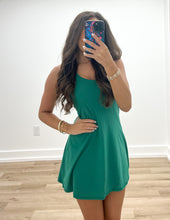 Load image into Gallery viewer, Living The Dream Tennis Romper Dress in Kelly Green
