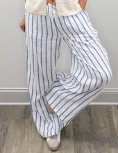 Load image into Gallery viewer, Ocean Drive- Stripe Soft Cotton Pants in Sea Salt Blue