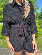 Load image into Gallery viewer, Beach Dreamin' Textured Romper Black
