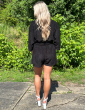 Load image into Gallery viewer, Beach Dreamin' Textured Romper Black