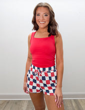 Load image into Gallery viewer, You Found Yours Checkered Shorts in Navy/Red