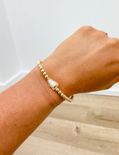 Load image into Gallery viewer, Kendra Scott Cheer Stretch Bracelet in Gold/White MOP