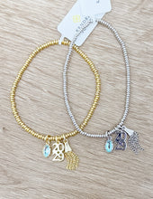 Load image into Gallery viewer, Kendra Scott 2029 Grad Stretch Bracelet in Silver Dichroic Glass