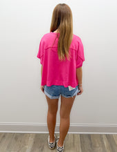 Load image into Gallery viewer, Hope It Rains Exposed Seam Boxy Top in Hot Pink