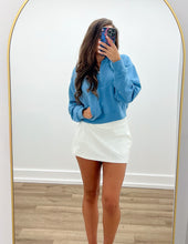 Load image into Gallery viewer, Loving How I Am Living Basic Fleece Half Zip Hoodie in Steel Blue