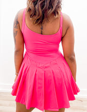 Load image into Gallery viewer, I know A Few Things Pleated Skirt Activewear Dress in Hot Pink