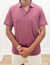 Load image into Gallery viewer, Coastal Cotton Mineral White And Maroon Stripe Polo