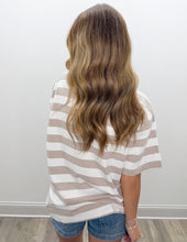 Load image into Gallery viewer, Jesus Loves You Beige Stripe SS Top