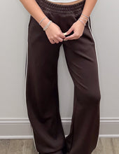 Load image into Gallery viewer, It's Love Modal Scuba Stripe Piping Pants in Espresso/Cream