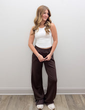 Load image into Gallery viewer, It's Love Modal Scuba Stripe Piping Pants in Espresso/Cream