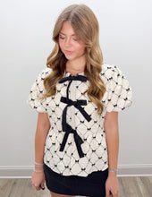 Load image into Gallery viewer, Oh No Doubt Bow Woven Peplum Top with Contrast Ties