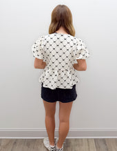 Load image into Gallery viewer, Oh No Doubt Bow Woven Peplum Top with Contrast Ties