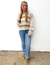 Load image into Gallery viewer, She's a Winner Striped Sweater in Latte