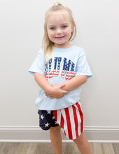 Load image into Gallery viewer, Lulu Mac YOUTH Stars and Stripes SS Tee in Chambray
