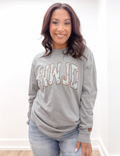 Load image into Gallery viewer, Addyson Nicole Company WWJD Camo Print LS Tee in Grey