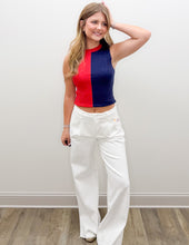 Load image into Gallery viewer, Every Shade Sleeveless Color Block Ribbed Top in Red/Navy