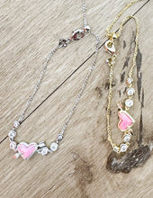 Load image into Gallery viewer, Kendra Scott Ari Heart Arrow Tennis Gold Bracelet in Pink Oplscnt