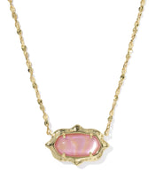 Load image into Gallery viewer, Kendra Scott Elisa Scallop Gold Frame Necklace in Light Pink