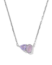Load image into Gallery viewer, Kendra Scott Tatum Short Pendant Silver Necklace in Purple Mix