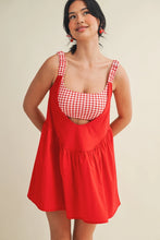 Load image into Gallery viewer, Into You Gingham Print Double Layered Dress in Red